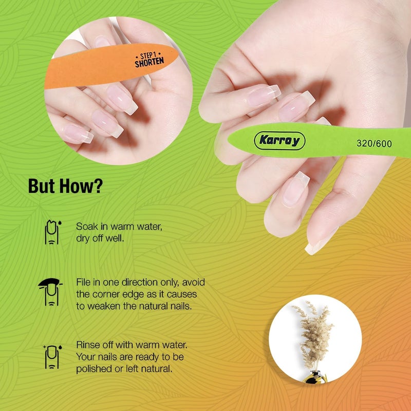 Karroy Nail File and Buffer Block Professional Emery Boads Natural Nails Limas para Uñas Fingernail Files for Women 20PCS (C-Skateboard 320/600) - Image 5